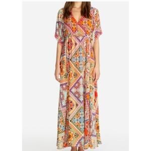Johnny Was Multicolor Geometric Patchwork Maxi Dress